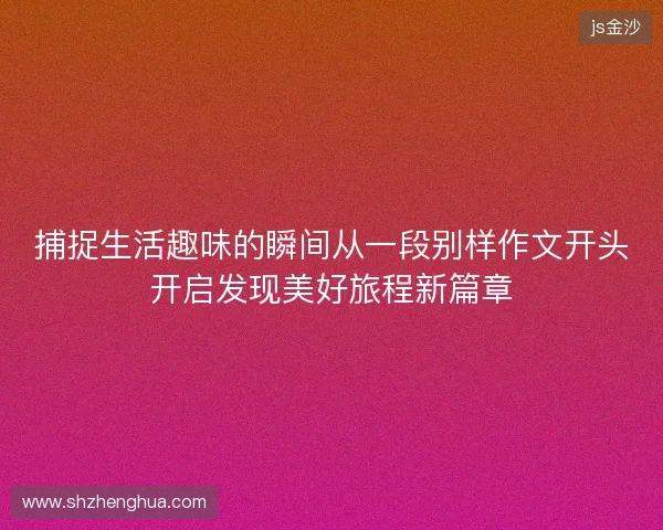 捕捉生活趣味的瞬间从一段别样作文开头开启发现美好旅程新篇章